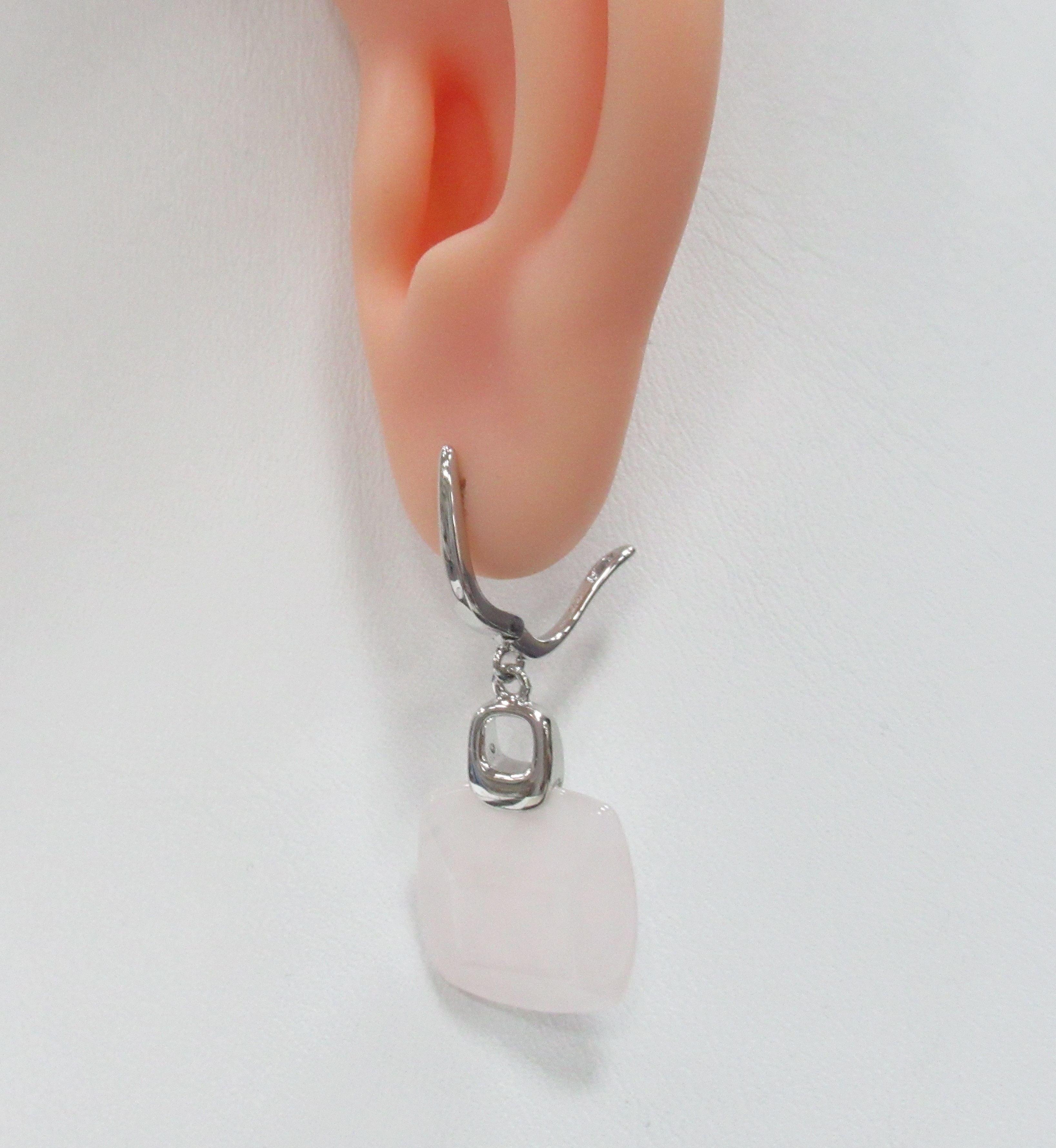 Серебряные серьги с розовым кварцем